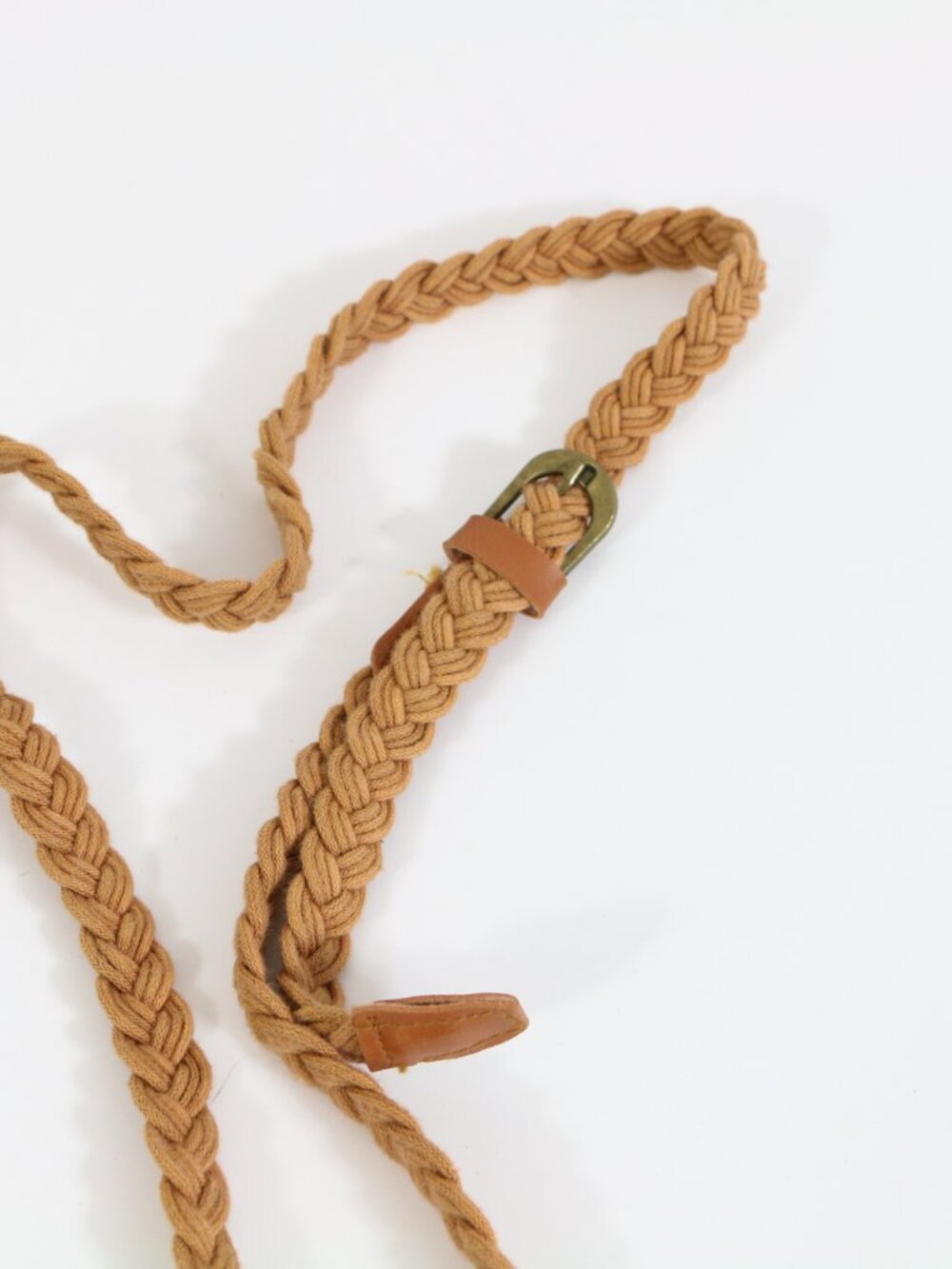 *Braided Tan Cotton & Leather Accent Belt
